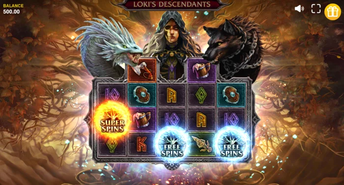 Loki's Descendants - Serpents özellik tetiklendiğinde çapraz Wild'lar